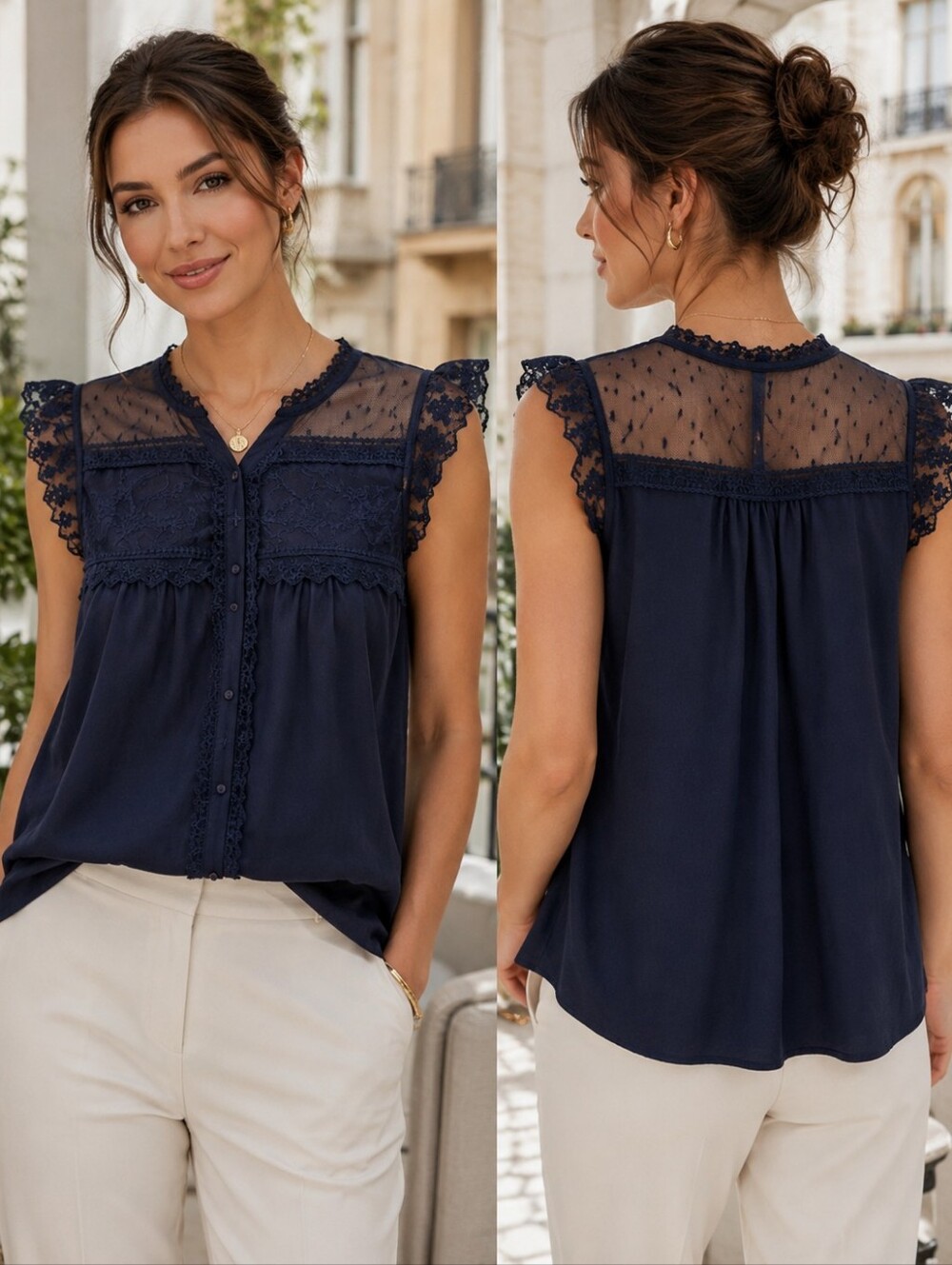 🦋✨ Navy Lace Daydream Top by Oasis (UK 12 / US 8, 38 EU) ✨🦋